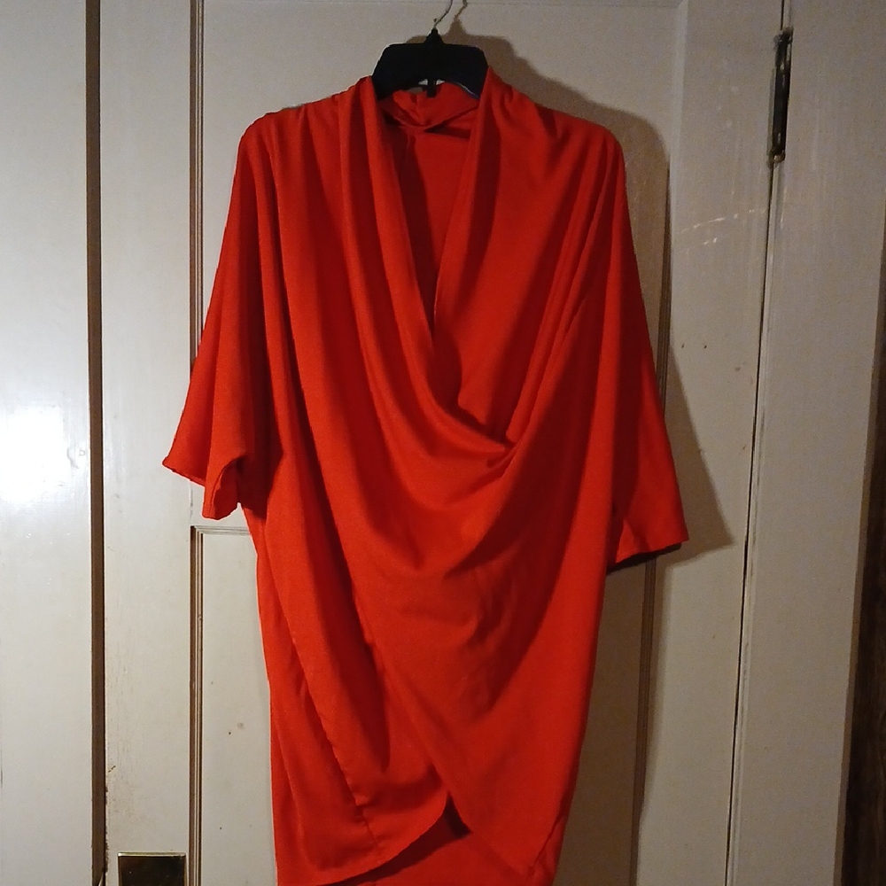 Elegant Red Draped Women's Dress